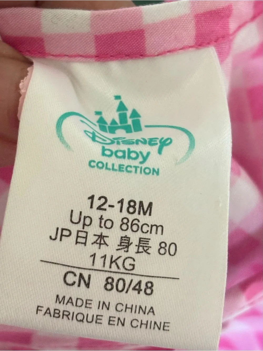 Disney Store Minnie Mouse Pink Gingham Jumpsuit Romper